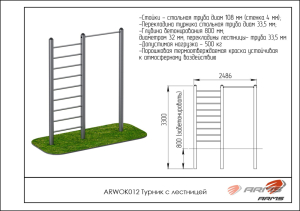 Турник с лестницей ARMS ARWOK012